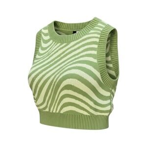 New XS H&M Divided Green Wavy Swirl Knit Cropped Sweater Vest